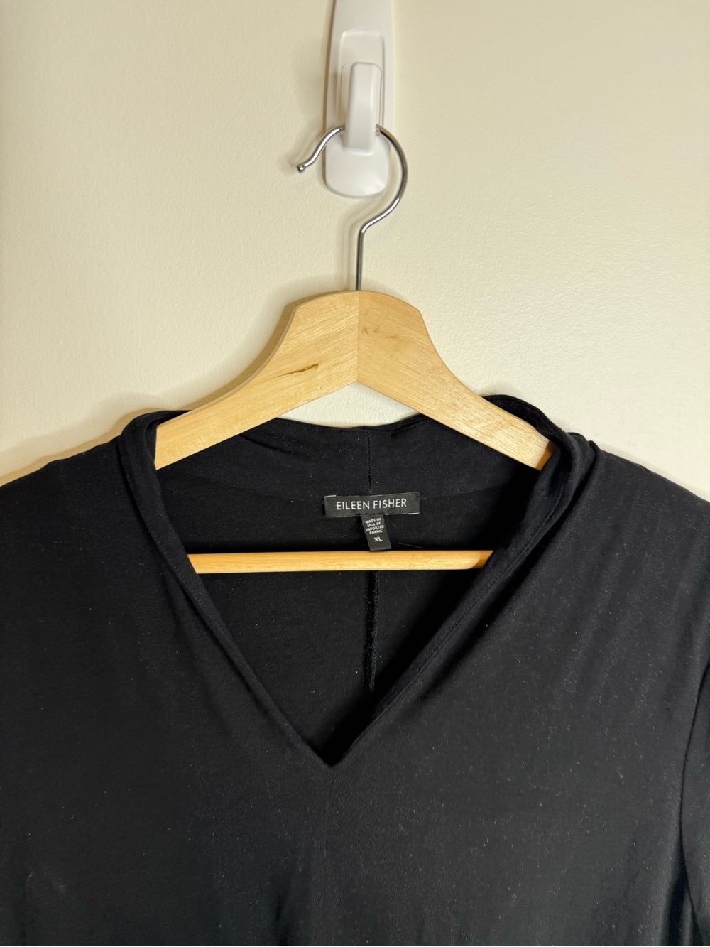 Eileen Fisher Black Midi Dress V-Neck size XL - Picture 2 of 5